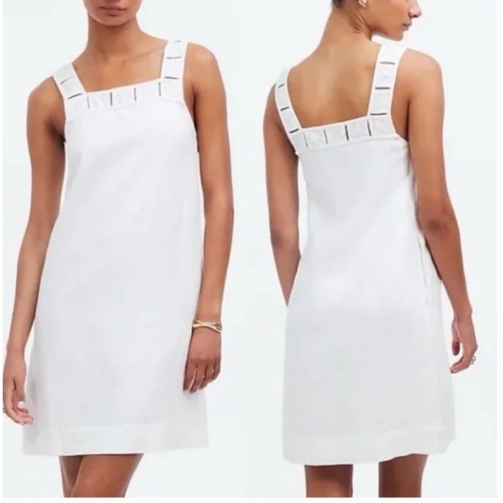 Madewell White Linen‎ Ladder Stitch Mini Dress NQ595 Womens 2